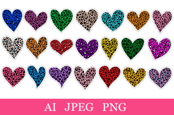 Download Leopard Hearts Stickers Printable Bundle - Heart Collection