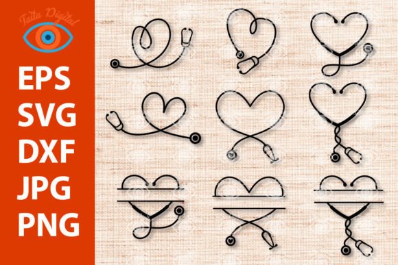 Download Heart Stethoscope Monogram Frame Design - Heart Collection