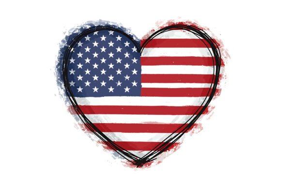 Download American Flag Heart Shape Design - Heart Collection
