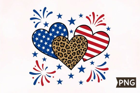 Download USA Leopard Heart Sublimation PNG - Heart Collection