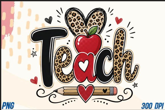 Download Teach Leopard Heart Apple School PNG - Heart Collection