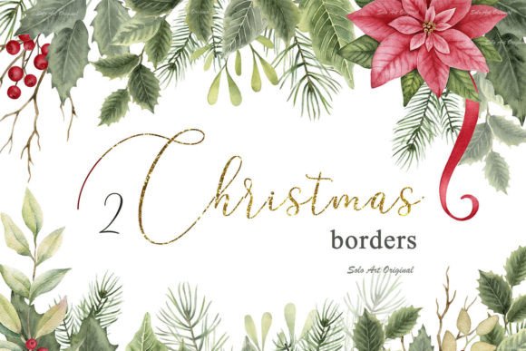Download Christmas Border,Poinsettia,holly Berrie - Border Collection