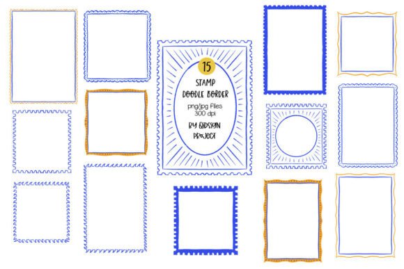Download 15 Stamp Doodle Border PNG JPG – Cute Po - Border Collection