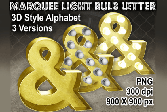 Download 3D Gold Marquee Light Bulb "&amp;" Sign - Marquee Collection