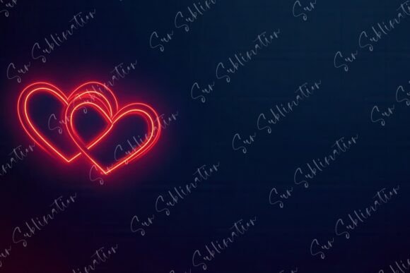 Download Illuminated Neon Hearts on a Dark Blue - Heart Collection